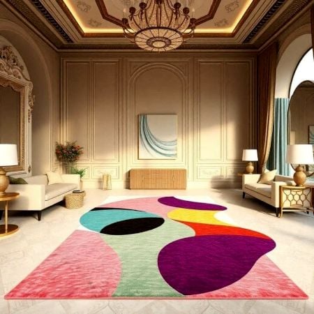 Handcrafted Pastel Abstract Modern Living Room Rug